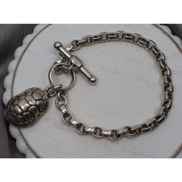 Barry Kieselstein Cord 925 Turtle Toggle Charm Bracelet 44.87G / 8in / 5.5mm - Picture 2 of 8